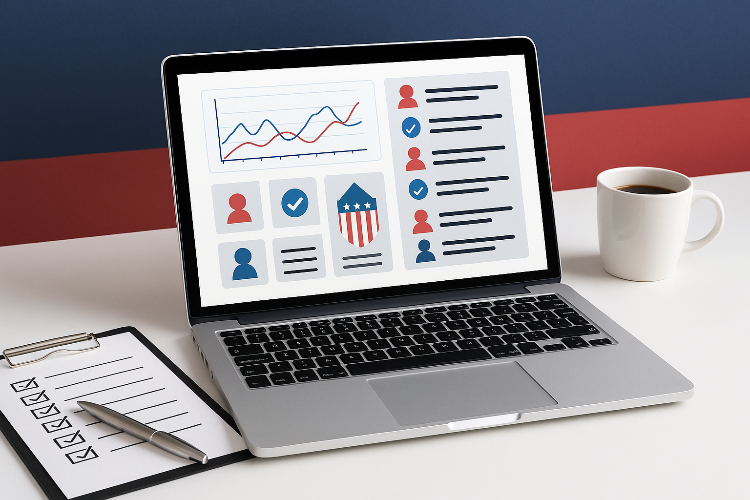 Computer screen with campaign metrics and graphs representing the best CRM software for political campaigns.
